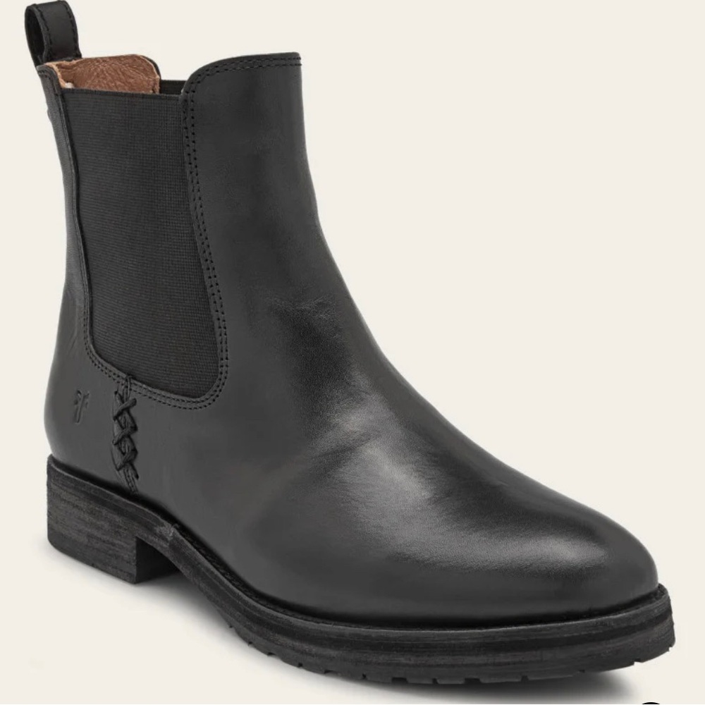 🆕 Frye Melissa Double Sole Black Leather Chelsea Ankle Boot Size 8.5
